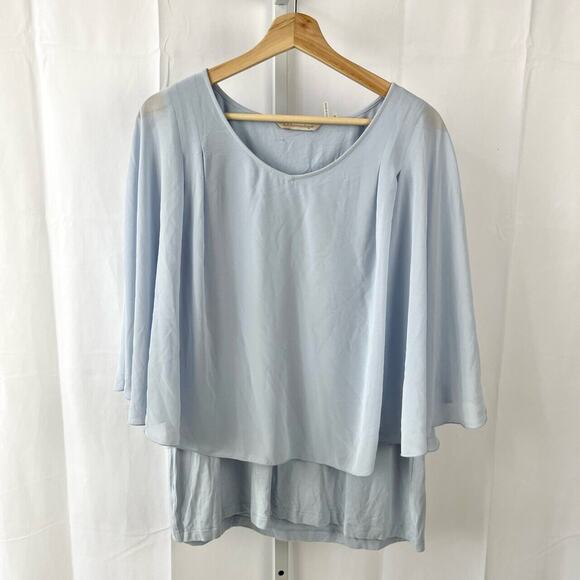 Soft Surroundings Tops - SOFT SURROUNDINGS M Tiered Poncho Overlay Top Sleeveless Tee Blouse Blue
